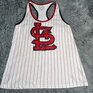 5th & Ocean St Louis Cardinals Tank Top Womens Medium Striped Red White Baseball